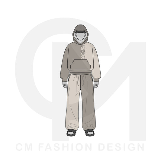 Hoodie and Sweatpants Mock-up + Front Illustration