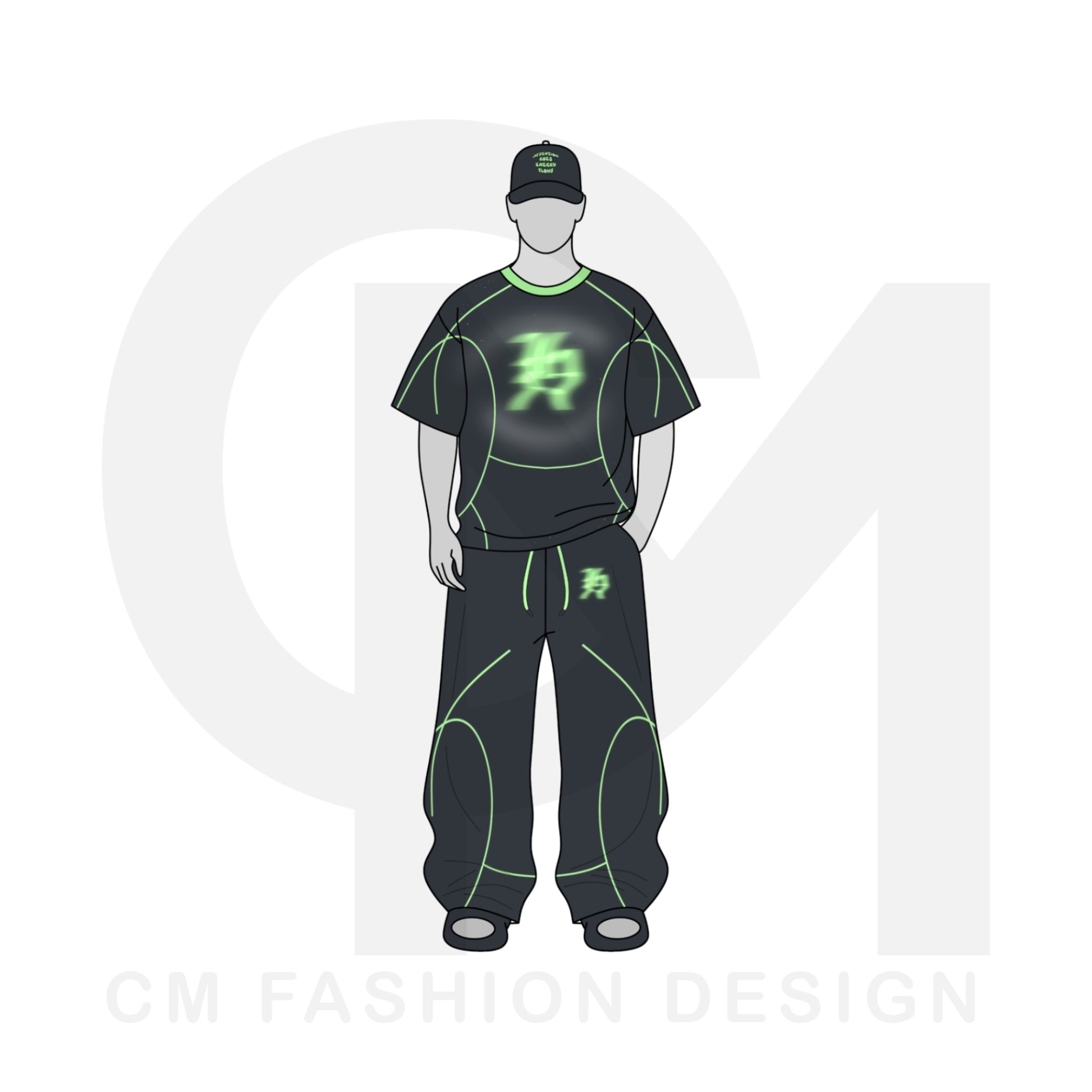 Tshirt and sweatpants mock-up and illustration 