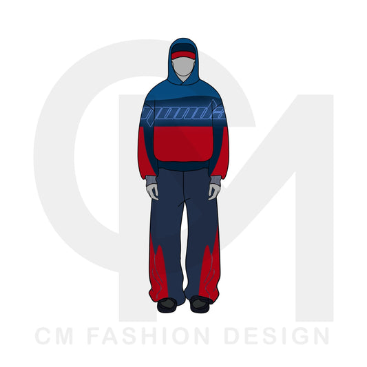 Oversized Tracksuit Mock-up + Front Illustration